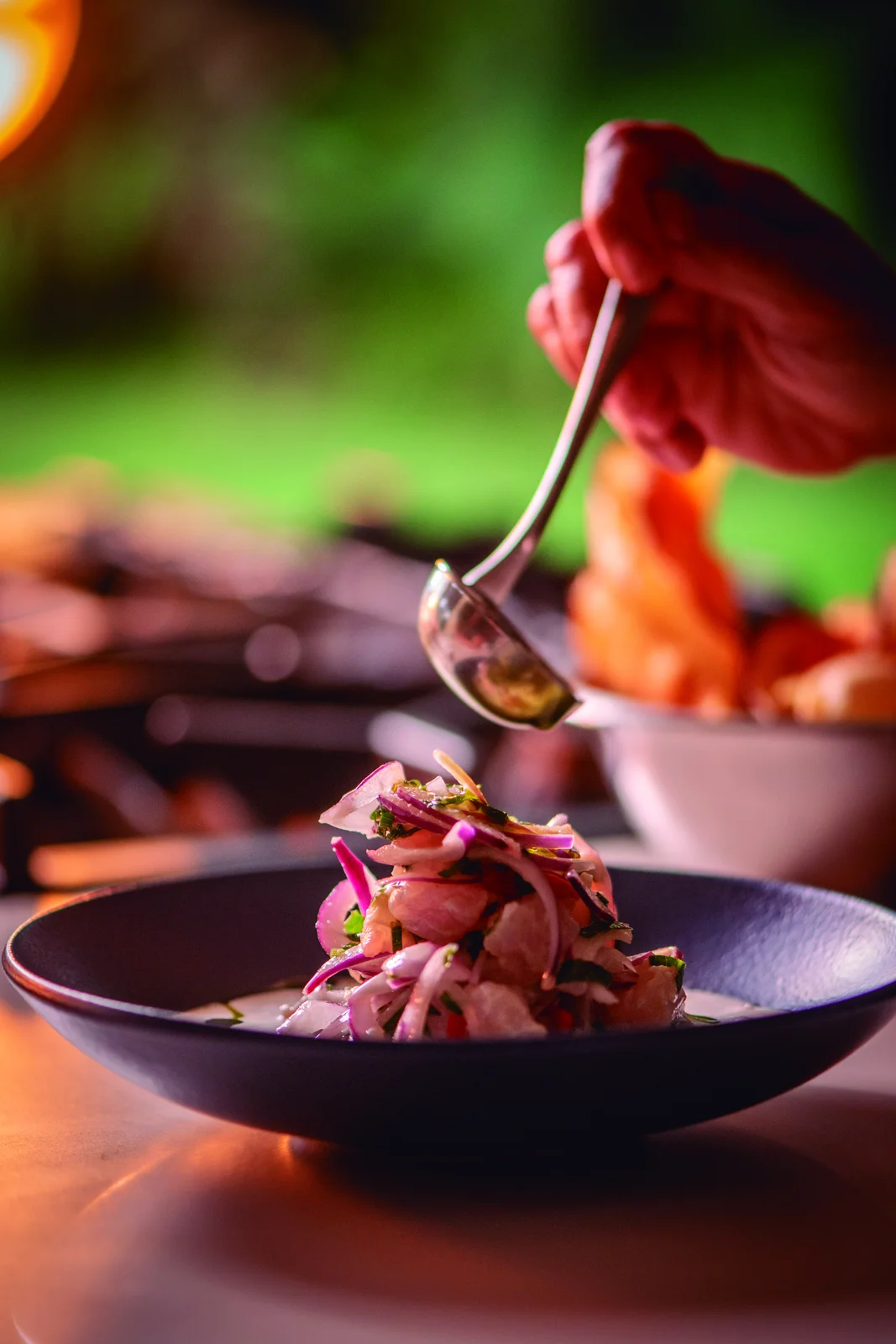 Ceviche de Peixe do Cerco com Molho de Coco e Banana